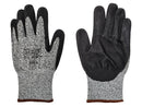 Cut Resistant Gloves - Grey HPPE Lycra Shell - Black NBR Foam Coating