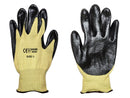 Cut Resistant Gloves - Yellow Kevlar Shell - Black NBR Coating