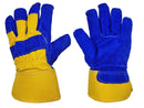Leather Palm - Cow Split Leather Palm - Thermo Lined- Yellow and Blue