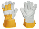 Leather Palm - Cow Split Leather Full Palm - Yellow and Grey
