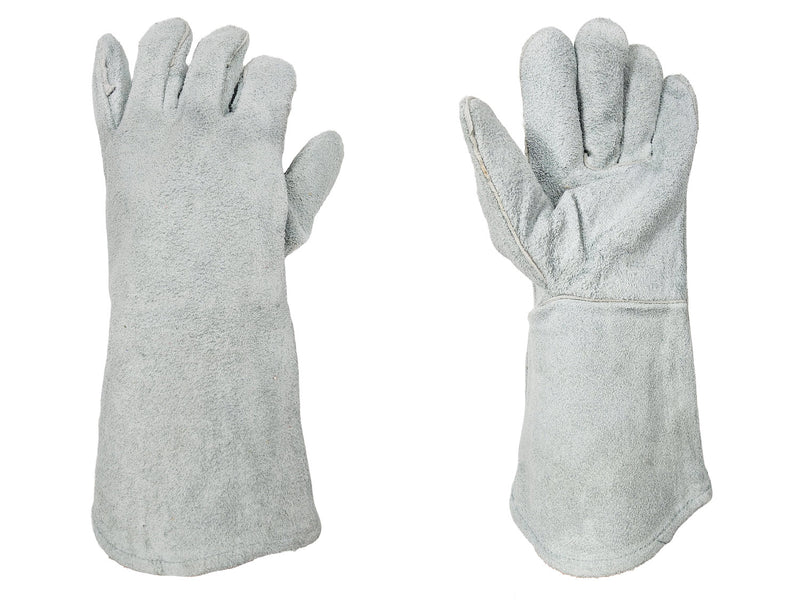 Welding Gloves - Cow Split Leather Gloves - Reinforced Thumb and Palm - Grey