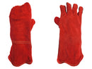 Welding Gloves - Cow Split Leather Gloves - Double Leather Covering on Left Hand - Red