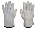 Driver Gloves - Cow Grain Split Leather Back Gloves - Straight Thumb - Beige