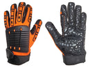 Mechanic Gloves - Synthetic Leather Glove with Anti Vibration Guard  - Hi Vis Orange