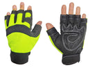 Mechanic Gloves - Synthetic Leather Fingerless Glove - Hi Vis Yellow