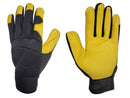 Mechanic Gloves - Deer Skin Glove - Black and Golden Yellow