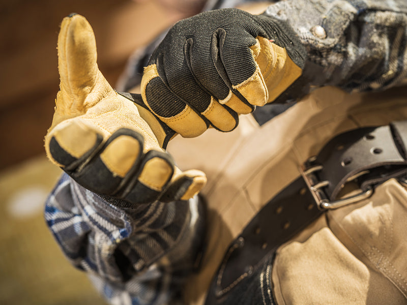 Mechanic Gloves - Deer Skin Glove - Black and Golden Yellow
