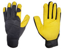 Mechanic Gloves - Goat Skin Glove - Black and Golden Yellow