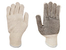 String Knit - Cotton String Knit Gloves - Single Sided PVC Dotted - Beige