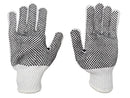 String Knit - Cotton String Knit Gloves - Double Sided PVC Dotted - Bleached White