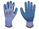 String Knit - Blue Polyester Glove with Blue Latex Coated Palm