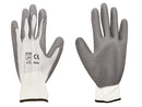 Cut Resistant Gloves - White Nylon Shell - Grey Polyurethane Coating