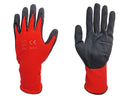 Cut Resistant Gloves - Red Nylon and Spandex Shell - Black Nitrile Coating