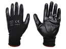 Cut Resistant Gloves - Black Polyester Shell - Black Foam Nitrile Coating