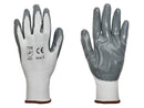 Cut Resistant Gloves - White Nylon Shell - Grey Nitrile Coating
