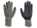 Cut Resistant Gloves - Grey Cotton and Spandex Shell - Black Latex Coating