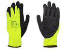 Cut Resistant Gloves - Hi Vis Yellow Acrylic Shell - Black Latex Coating