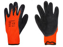 Cut Resistant Gloves - Hi Vis Orange Acrylic Shell - Black Latex Coating
