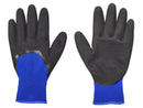Cut Resistant Cold Weather Gloves - Blue Polyester and Acrylic Shell - Black Nitrile Coating
