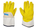 Chemical Resistant - Natural Latex Coated Gloves - Canvas Cuff - Beige and Yellow
