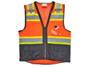 Safety Vest - Class II Solid Front and Mesh Back Vest - Hi Vis Orange and Black