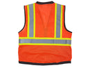 Safety Vest - Class II Solid Front and Mesh Back Vest - Hi Vis Orange and Black