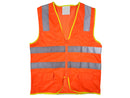Safety Vest - Class II Solid Front and Mesh Back Vest - Hi Vis Orange