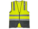 Safety Vest - Class II Solid Front and Mesh Back Vest - Hi Vis Yellow and Black