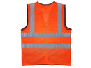 Safety Vest - Class II Solid Front and Mesh Back Vest with Reflective Stripes - Hi Vis Orange and Black