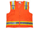 Safety Vest - Class II Solid Front and Mesh Back Vest with Reflective Stripes - Hi Vis Orange