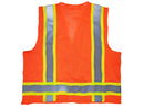 Safety Vest - Class II Solid Front and Mesh Back Vest with Reflective Stripes - Hi Vis Orange
