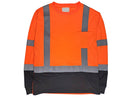 Safety T-Shirts - Class III Long Sleeve T-Shirts - Hi Vis Orange and Black
