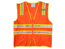 Safety Vest - Surveyor Vest - Solid Front and Mesh Back with Reflective Stripes - Hi Vis Orange