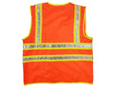 Safety Vest - Surveyor Vest - Solid Front and Mesh Back with Reflective Stripes - Hi Vis Orange