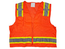 Safety Vest - Class II Flame Retardant Surveyor Solid Front and Mesh Back Vest - Hi Vis Orange