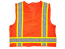 Safety Vest - Class II Flame Retardant Surveyor Solid Front and Mesh Back Vest - Hi Vis Orange