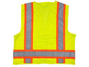 Safety Vest - Class II Flame Retardant Surveyor Solid Front and Mesh Back Vest - Hi Vis Yellow