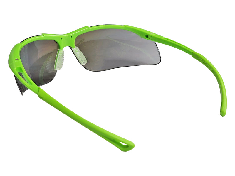 Type 12 - Safety Glasses - Hi Vis Half Frame with Silver Mirror Lenses
