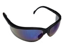 Type 8 - Safety Glasses - Black Half Frame with Blue Mirror Lenses