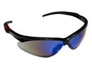 Type 11 - Safety Glasses - Black Half Frame with Blue Mirror Lenses