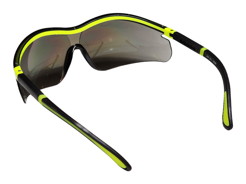 Type 13 - Safety Glasses - Hi Vis Half Frame with Silver Mirror Lenses