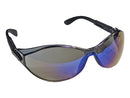 Type 10 - Safety Glasses - Frameless with Black Temples and Blue Mirror Lenses