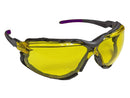 Type 16 - Safety Glasses - Black Full Frame with Foam Lined Gasket and Amber Lenses