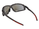 Type 16 - Safety Glasses - Black Full Frame with Foam Lined Gasket and Blue Mirror Lenses