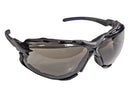 Type 16 - Safety Glasses - Black Full Frame with Foam Lined Gasket and Grey Tinted Lenses