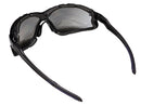 Type 16 - Safety Glasses - Black Full Frame with Foam Lined Gasket and Silver Mirror Lenses