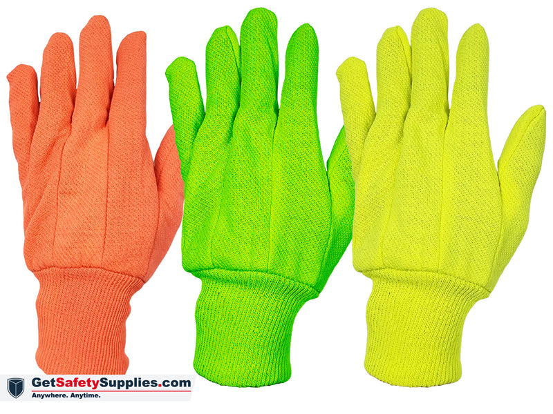 Cotton - Green / Orange / Yellow Jersey Gloves