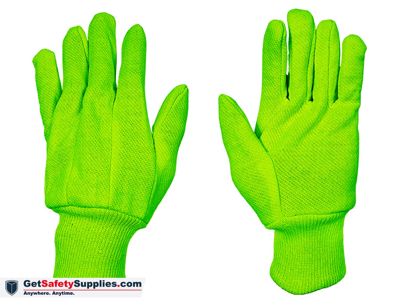 Cotton - Green / Orange / Yellow Jersey Gloves