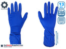 Latex Disposable Gloves - 13 Mil Thick with 12" Length Cuff Blue Powder Free Gloves