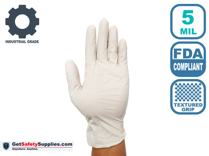 Latex Disposable Gloves - 5 Mil Thick Beige Powder Free Gloves - Premium